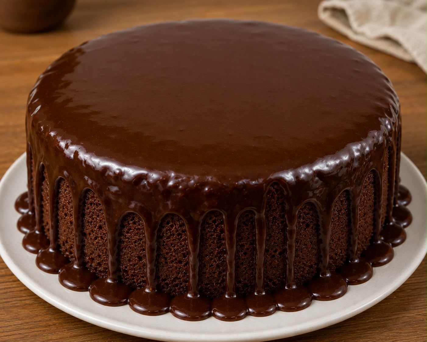 Bolo de chocolate com cobertura brilhante da Luvanni