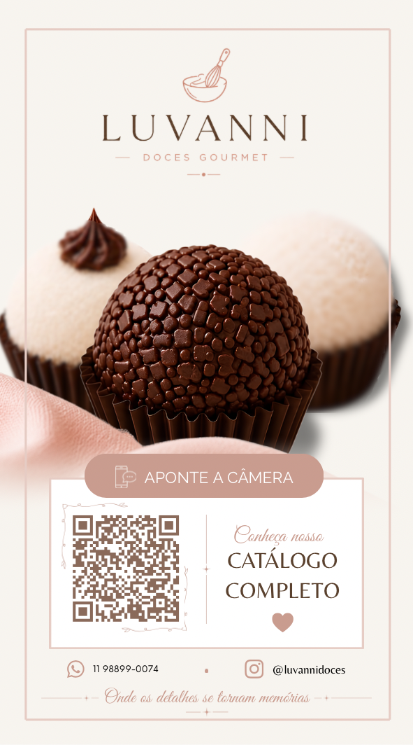 Panfleto Luvanni Doces com QR Code do catálogo completo